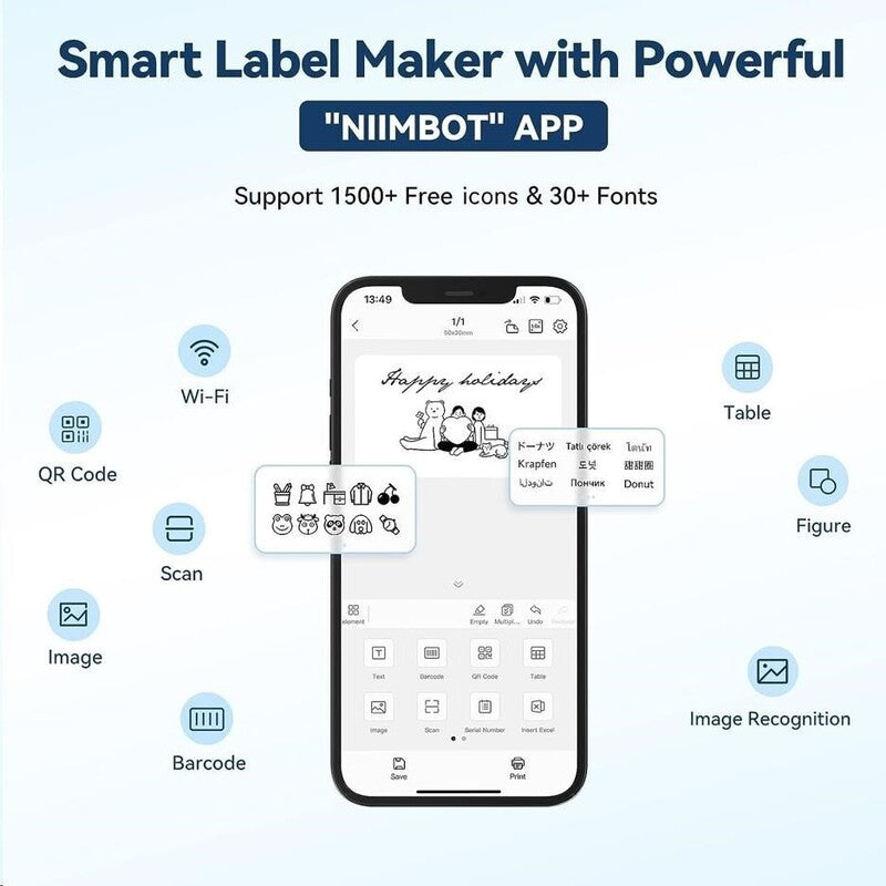 Niimbot Smart B1 1AC12120302 Tiskrna ttk, Modr + Role ttk - 6977031210675