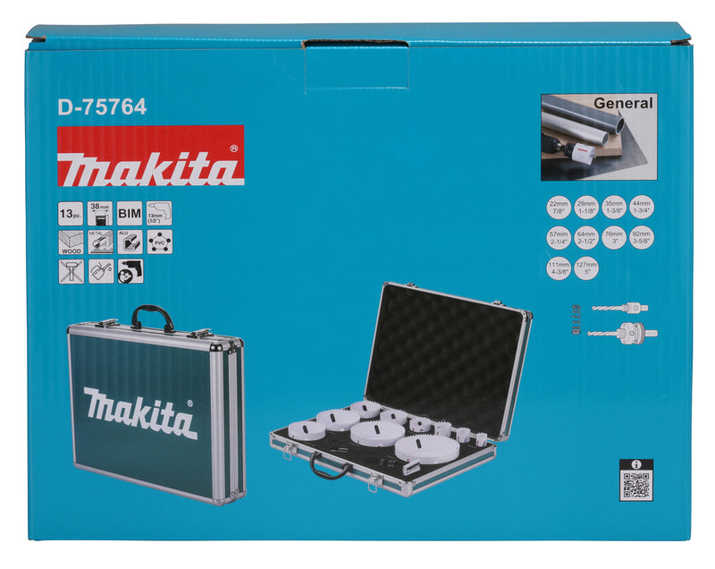 Makita Lochsägen-Set HSS-BiM D-75764 13-teilig für Holz Metall Kunststoff - 0088381597692