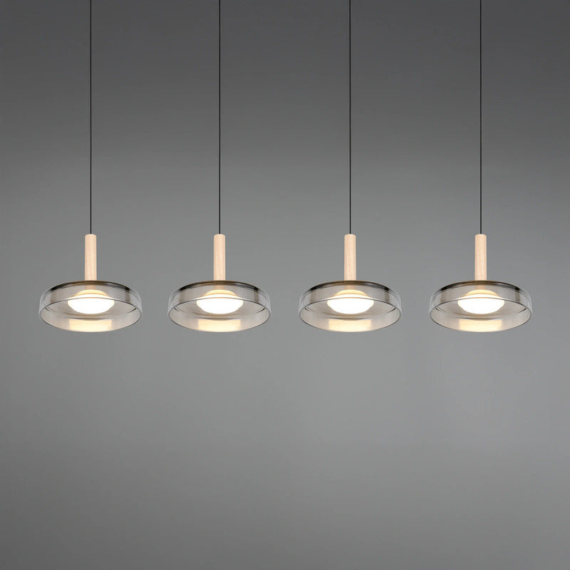 Trio Lighting Pendelleuchte Hängelampe LED Glas Holz chrom dimmbar 115 cm802 - 4017807616903