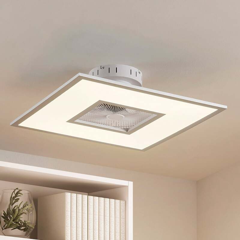 Lindby Deckenventilator Romea eckig LED Ventilator Lampe dimmbar silber 60cm - 4251911750287