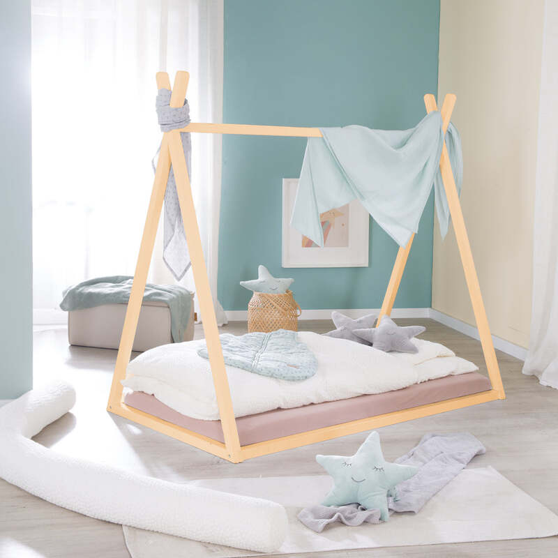 Roba Tipilounge Kinderbett Zeltbett Montessori Bambusholz 70 x 140 cm Natur - 4005317340500