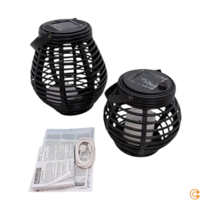 Pauleen Laterne Windlicht Solar LED schwarz Kunststoff Set Garten Dekolicht Auße - 4000870482933