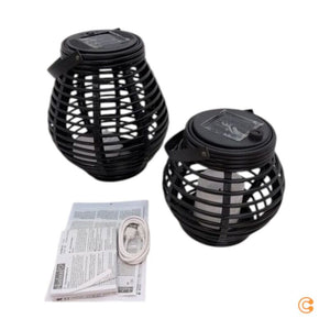 B-Ware Pauleen Laterne Windlicht Solar LED schwarz Kunststoff Set Garten Dekolicht Auße