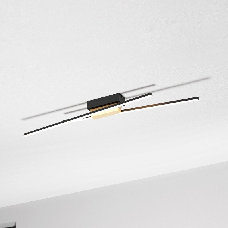 Eglo LED-Deckenleuchte Panagria Deckenlampe Deckenlicht schwarz mit Holzdetail - 9008606244232