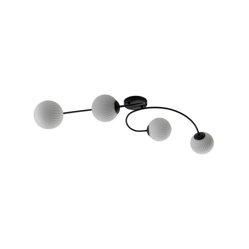 EMIBIG LIGHTING Vibra Ceiling Lamp, Opal/black, Length 110 Cm, Glass, 4-bulb - 5907106010467