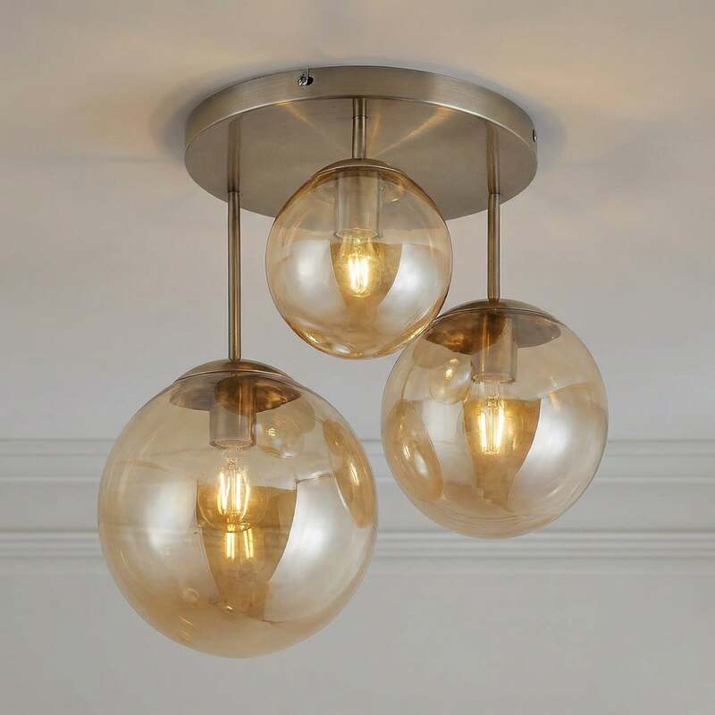 Lindby Deckenleuchte Hängeleuchte Teeja LED Lampe 3-flammig amber Ø47cm - 4251911746037