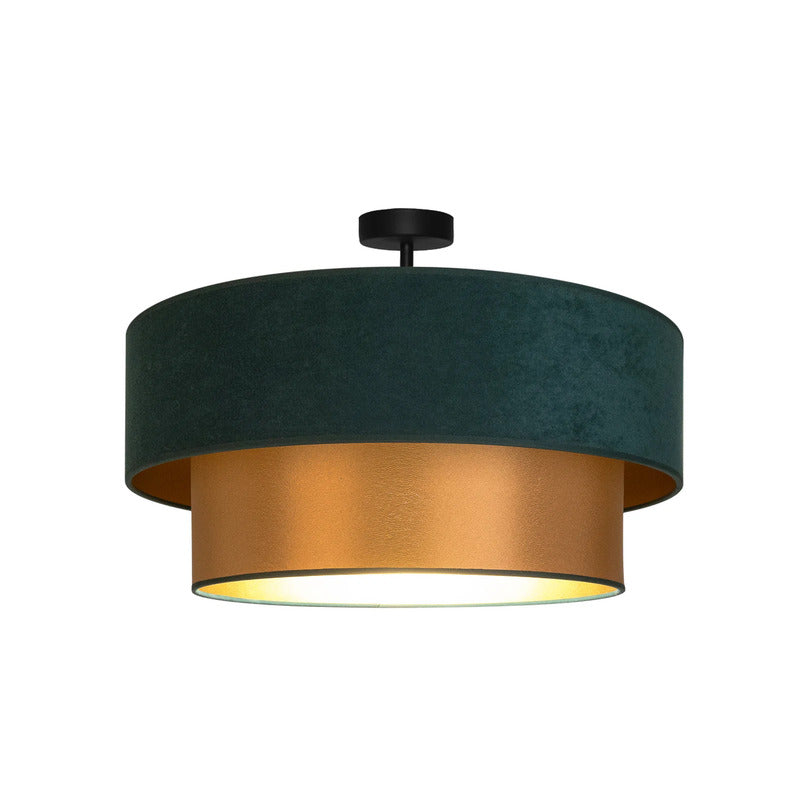 Deckenlampe Dorina LED Lampe Leuchte grün gold Ø60cm E27 Textil Metall 23cm - 0000010059330