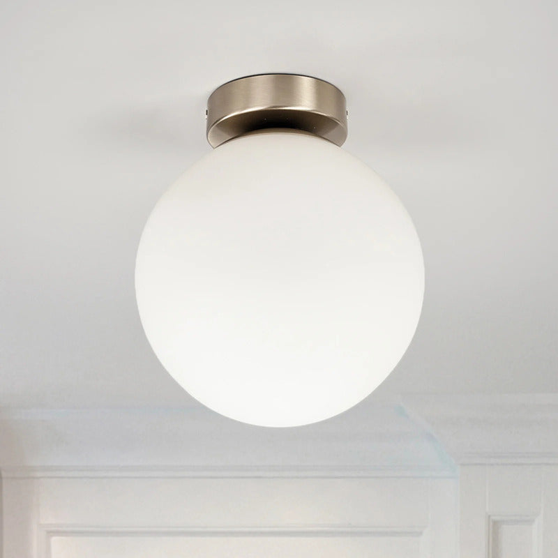 Lindby Deckenleuchte Lennie IP44 weiß Glas Ø 20 cm E27 dimmbar 60 W - 42510965231260