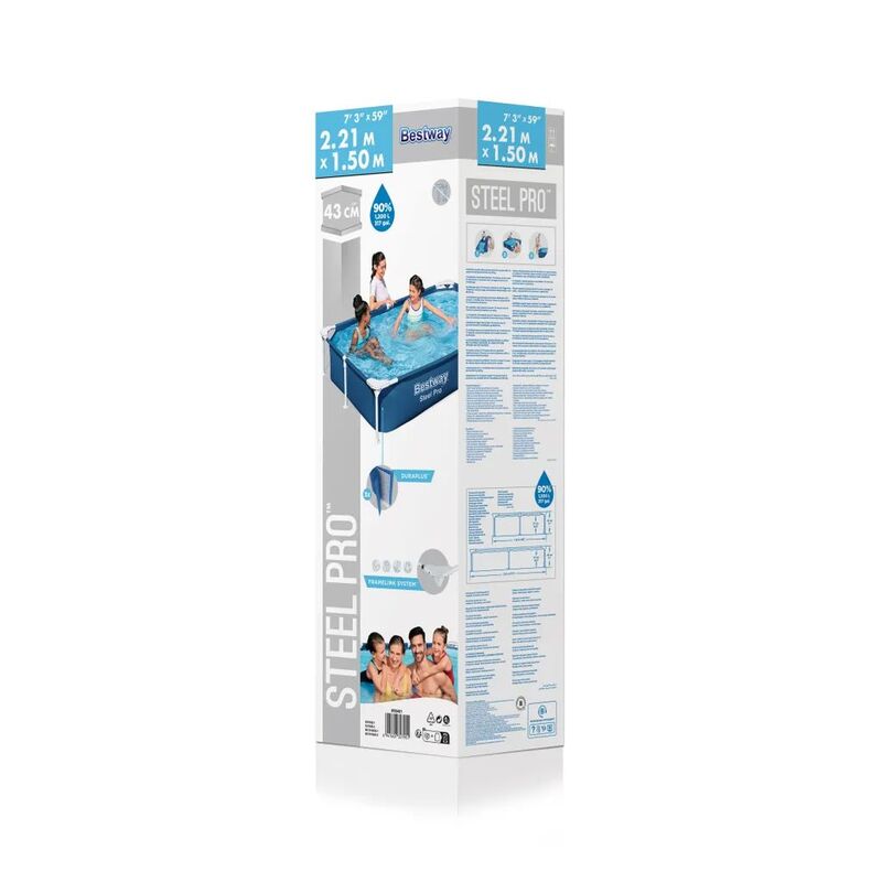 Bestway Steel Pro Pool Gartenpool 221x150x43cm Stahlrahmen dunkelblau 1200l - 6941607327951