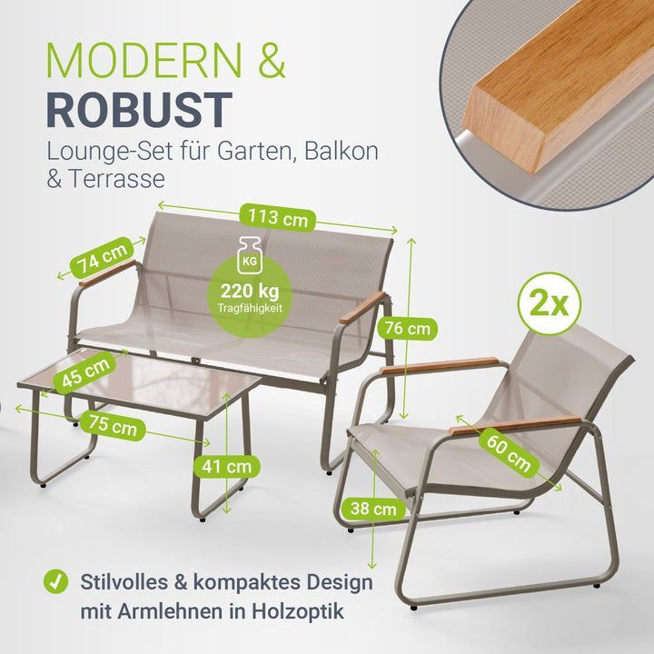 Gartenmöbelset Genua 4-teilig Sitzgruppe wetterfest Tisch Bank anthrazit sand - 4262437186788