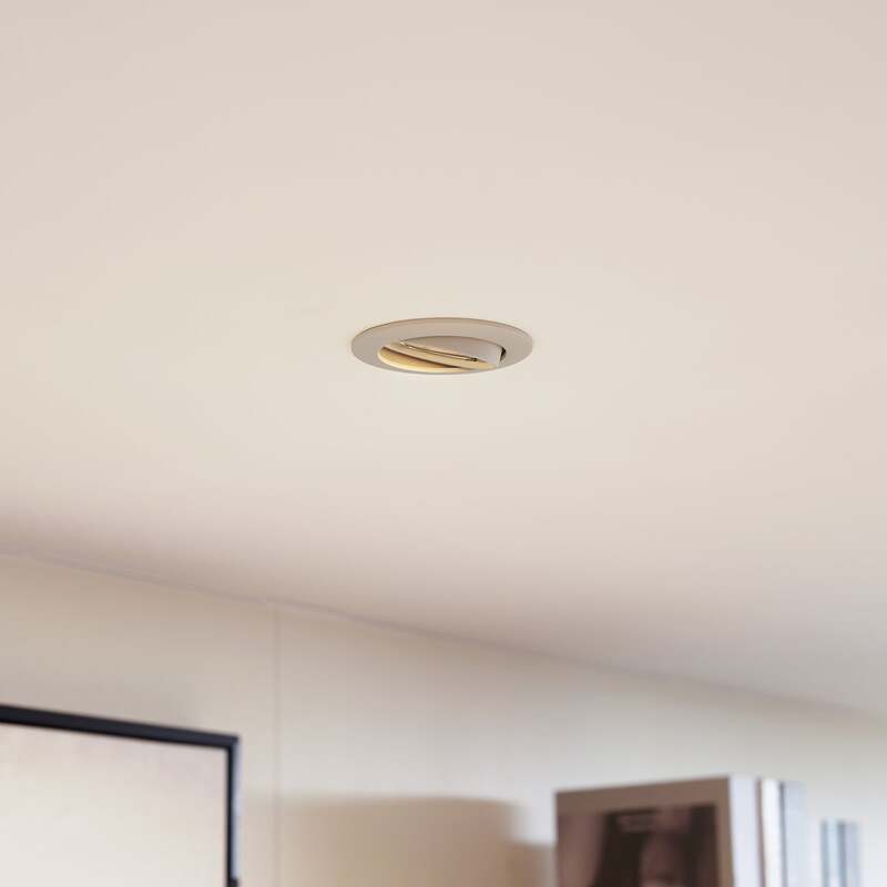 Prios Deckeneinbauleuchte Fibur beige Zink Ø 8,2 cm dimmbar GU10 10 W - 4251911795653