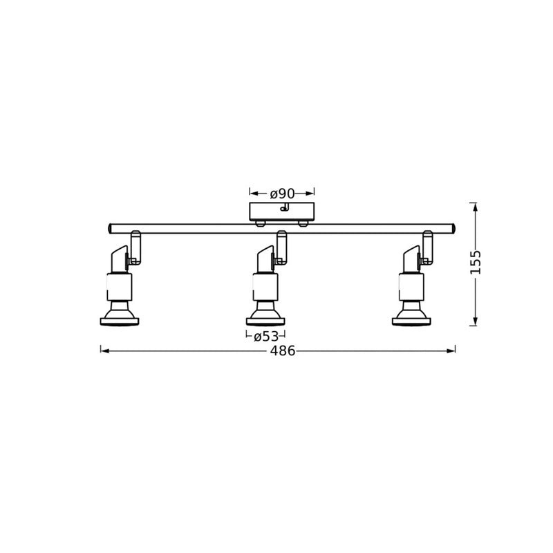 OSRAM Deckenstrahler 3-flg dimmbar GU10 LED schwarz Metall Lampe 48,6x9cm - 4099854474439