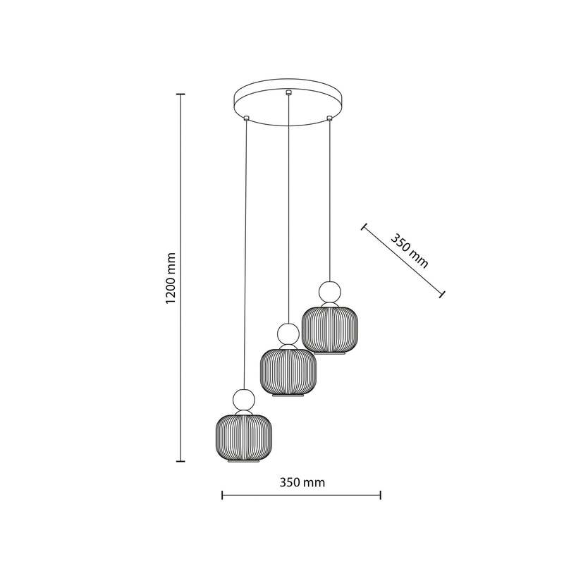TK Lighting Pendelleuchte Ballo 3-flammig LED Hängelampe dimmbar weiß Ø35cm - 5906135110506