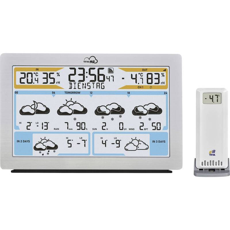 TFA WLAN Wetterstation ID-02 35.8 Silber digital 6 Tage Vorhersage 5 Sensoren - 4009816042088
