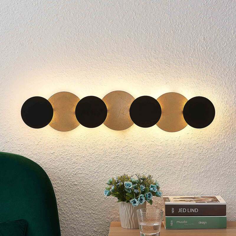 Lindby Wandleuchte Grazyna LED Wandlampe 7-flg verstellbar schwarz gold 72cm - 4251096566703