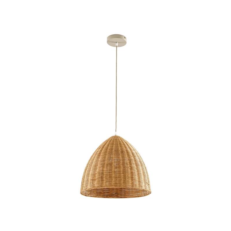 Lindby Hängeleuchte Laverne LED Pendelleuchte Rattan dimmbar beige Ø40cm 35cm - 4255830913648