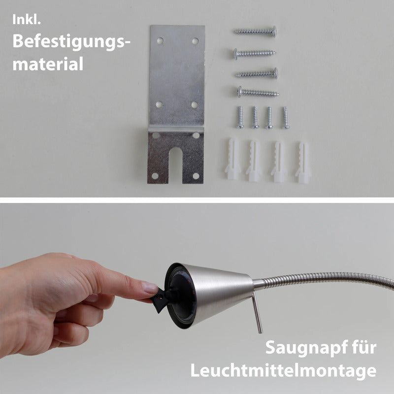 Briloner LED Wandleuchte Wandlampe Tuso Flexarm Nickel matt Leselampe - 4002707347132