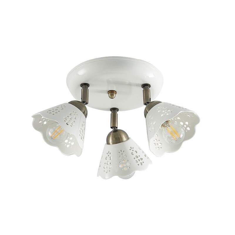 Lindby Deckenstrahler Efgenia LED Strahler 3-flg dimmbar Keramik bronze Ø 40 cm - 4251911704549