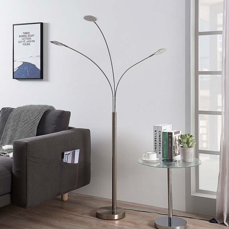 Lindby Stehlampe Anea LED Lampe Leuchte 3-flammig nickel matt 168 cm Höhe 3000 K - 4251096543186