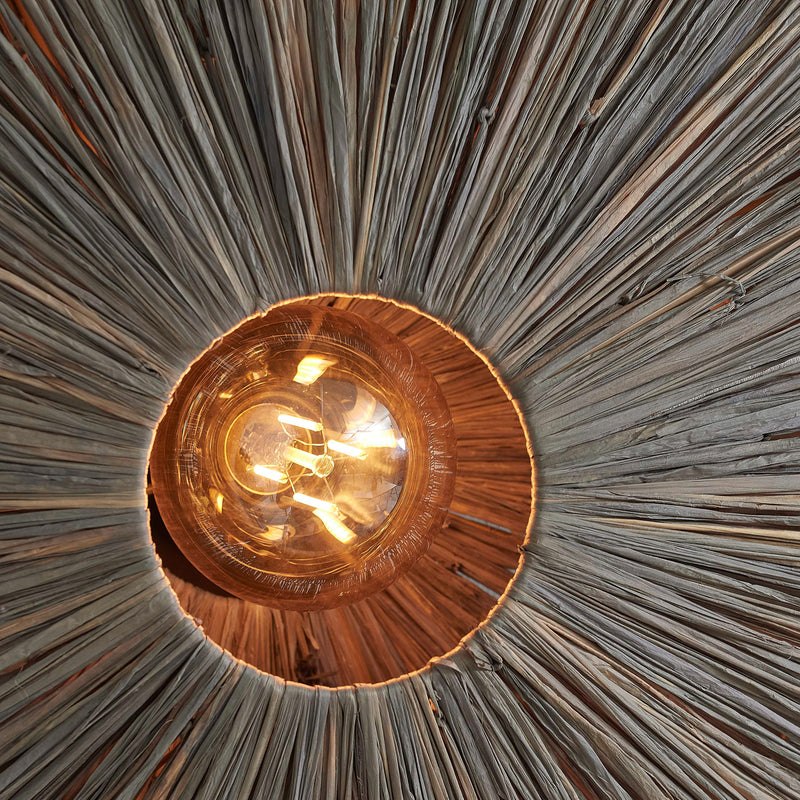 Good & Mojo Wandleuchte Panama LED Wandlampe Holz Eisen dunkelgrau Ø65cm 1x60W - 8716248095617