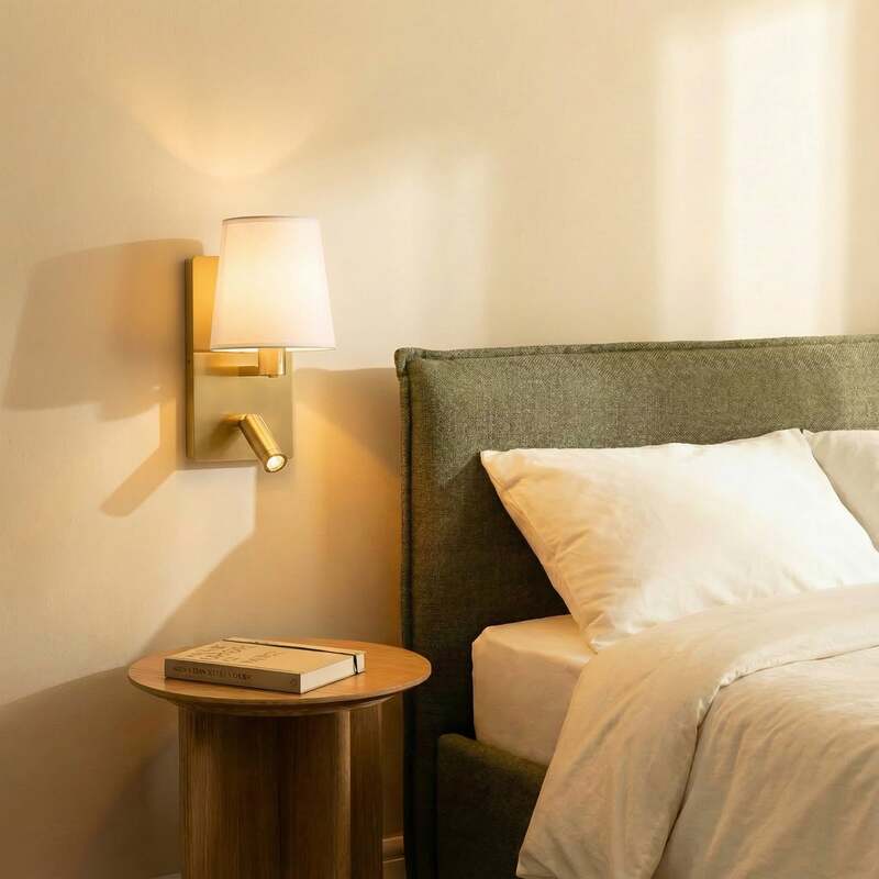 Lindby Wandleuchte Aiden LED Wandlampe Leselicht messing weiß 30,8cm Höhe 14cm - 4251096554786