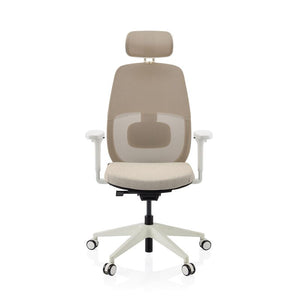 B-Ware hjh OFFICE Bürostuhl Drehstuhl Stuhl Skandis Pro Kopfstütze Beige Weiß Mesh