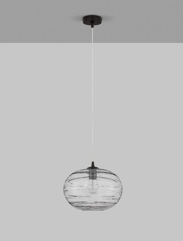 Nova Luce Pendelleuchte Hängeleuchte EVLEEN E27 LED Schwarz dimmbar Glas Ø 30 cm - 5212017434425