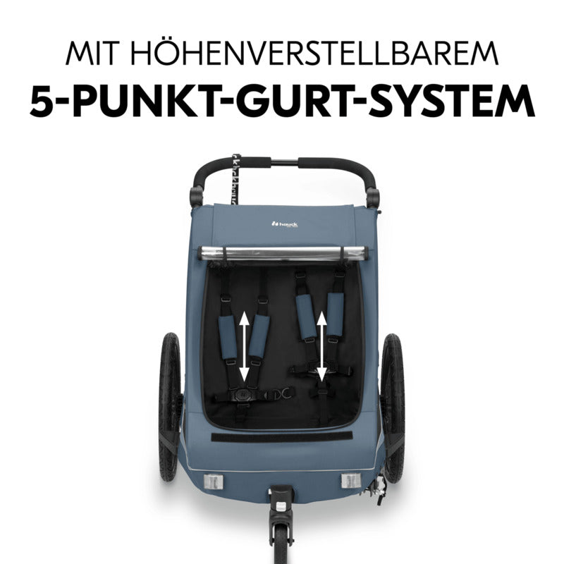 Hauck Dryk Duo Plus Fahrradanhänger Buggy Dunkelblau für 1-2 Kinder - 4007923515075