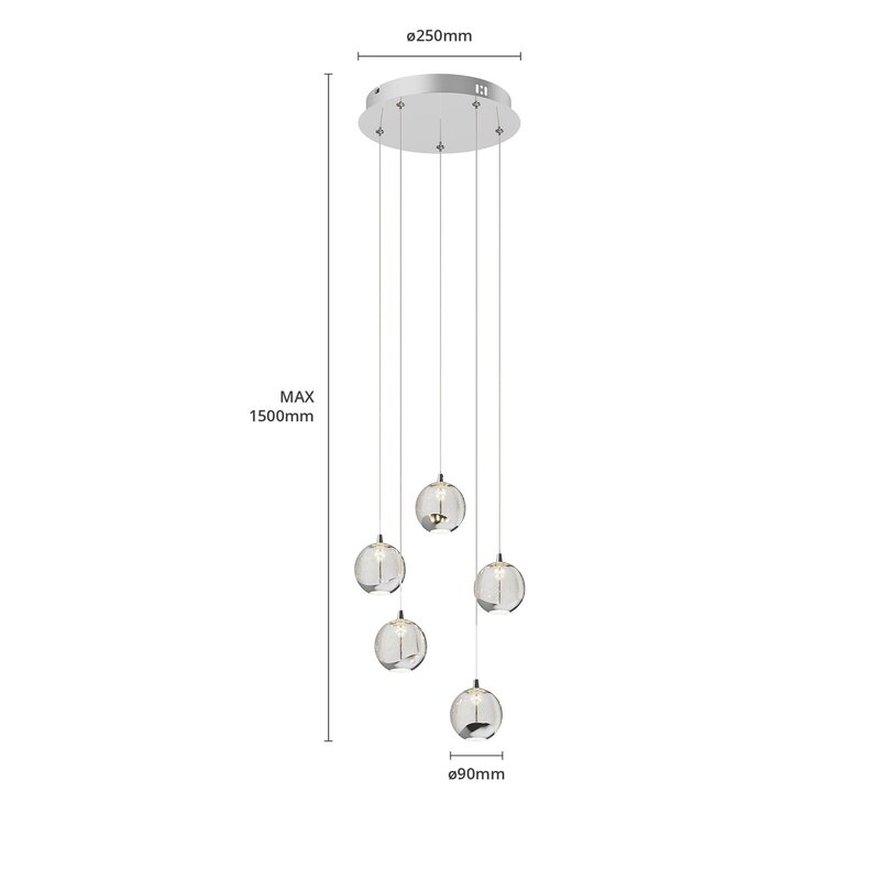 Lucande Pendelleuchte Hängelampe LED Glas Chrom Wohnbereich Tischbeleuchtung - 4251096562460