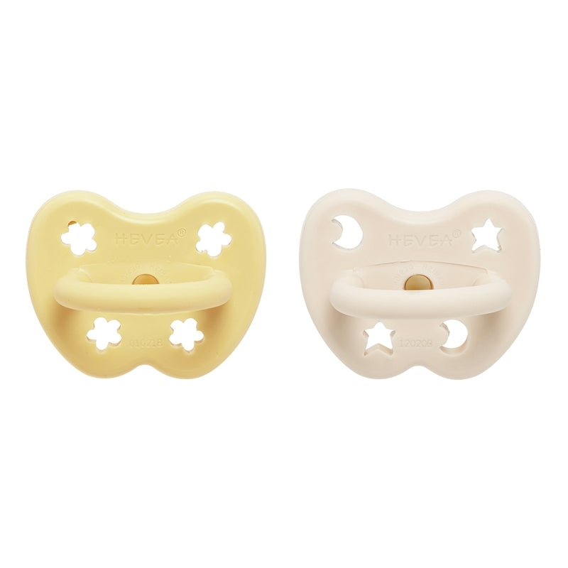 HEVEA 2 Pack Schnuller Set Baby Schnuller 3 M Stern Mond Pale Butter 7 SETS - 5710087432117