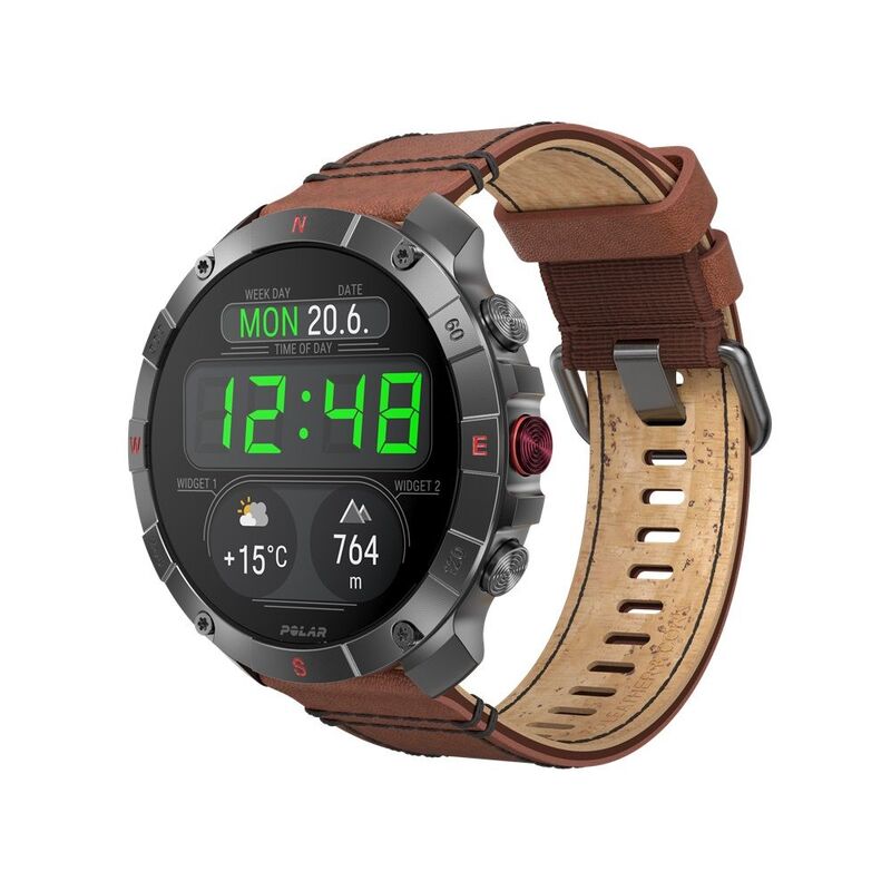 Polar Grit X2 Pro Titan Smartwatch mit Leder- und Silikonarmband - 0725882065151