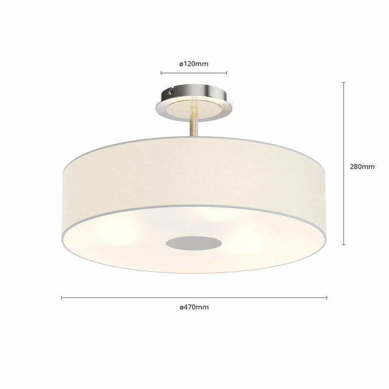 Lindby Josia Deckenleuchte Nickel/Chrom 28cm dimmbar E27 3-flammig - 12582211419152
