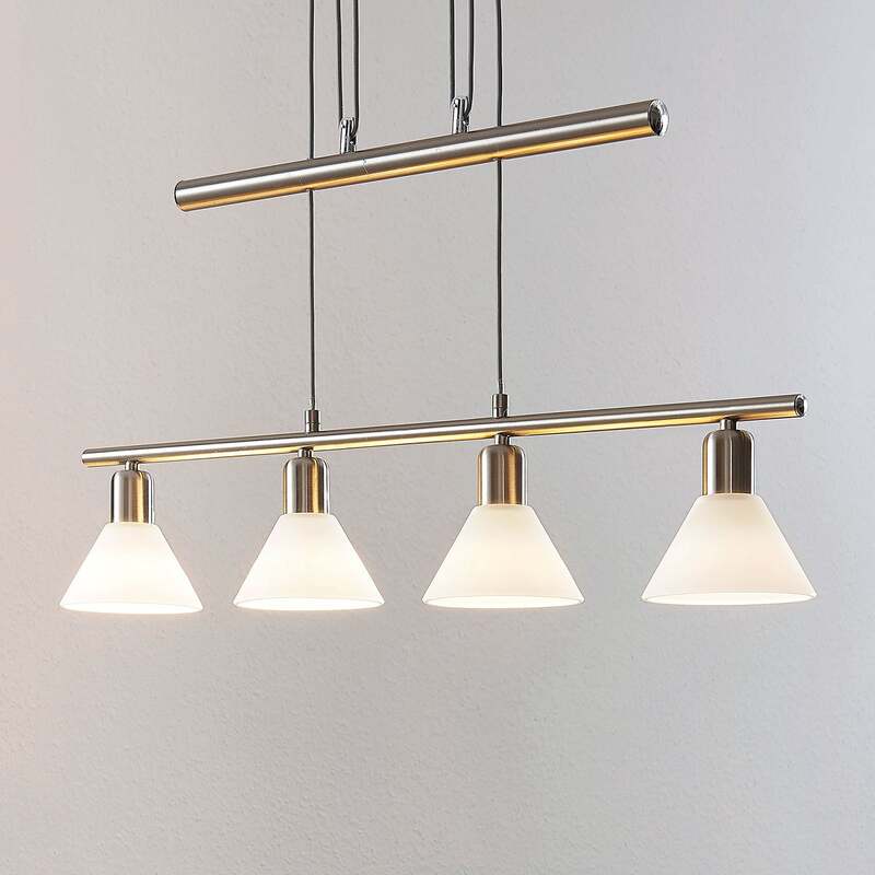 Lindby Pendelleuchte Lampe Leuchte Hängeleuchte Delira LED dimmbar nickel 4-flg - 4251096563023