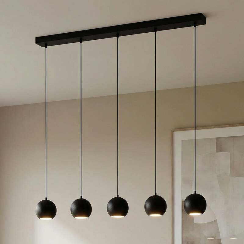 Euluna Pendelleuchte Midnight Deckenlampe Hängeleuchte 5-flammig GU10 Schwarz - 5902349227214