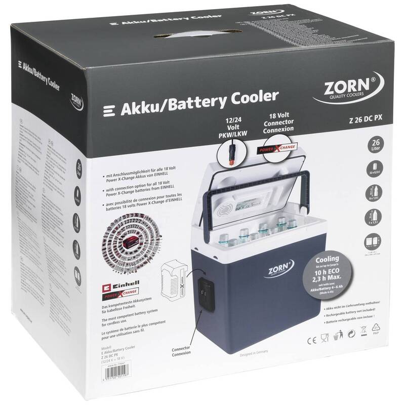 ZORN Akku-Kühlbox Z 26 DC 25l Thermoelektrisch Grau Delta T bis 17°C ohne Akku - 4251702501197