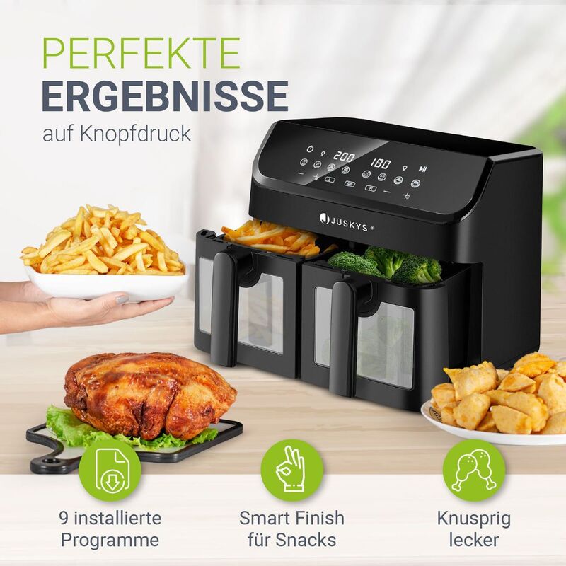Heißluftfritteuse Airfryer 9L mit 9 Programmen für gesunde Zubereitung Doppelt - 4262437182797