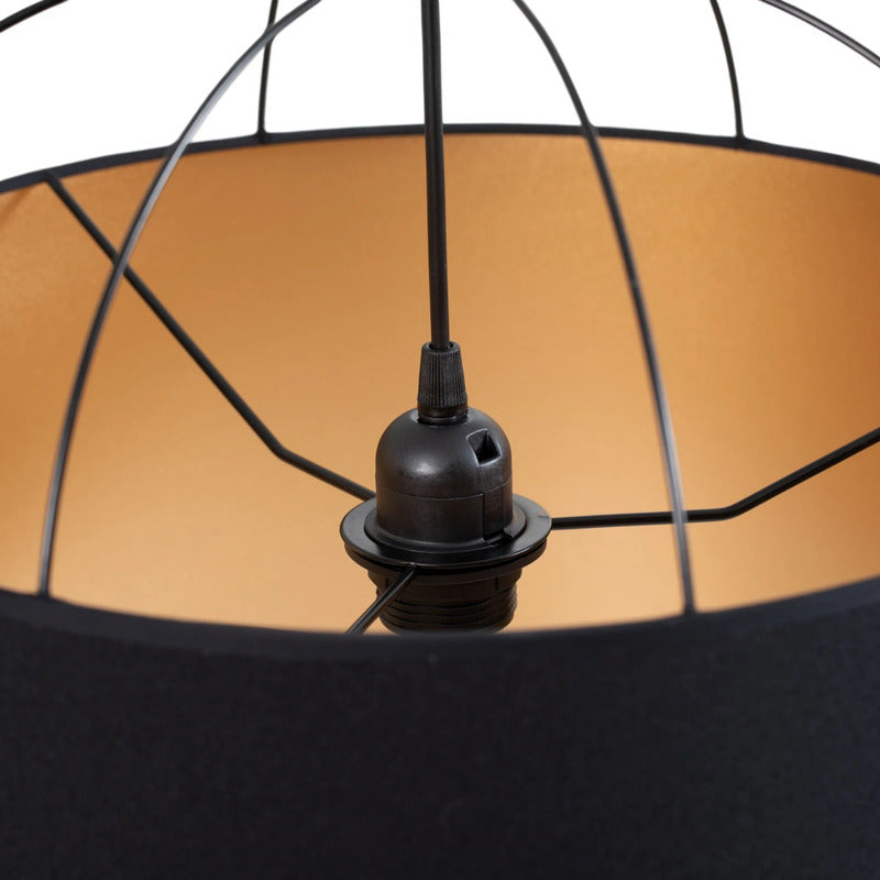 Lantern Pendelleuchte Hängelampe Schwarz Gold Stoff E27 - 5905317606943