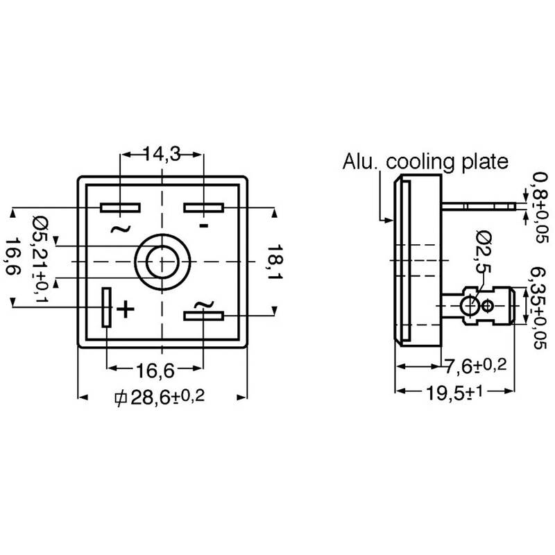 Diotec Brückengleichrichter KBPC10/15/2506FP 600V 25A Einphasig Heizgerät 1.2V - 2050000143939