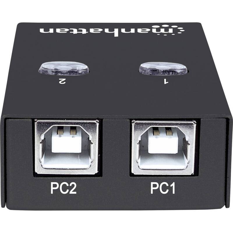 Manhattan USB 2.0-Umschalter 2-PORT für 2 PCs schwarz kompakt 19" Rack - 0766623162005