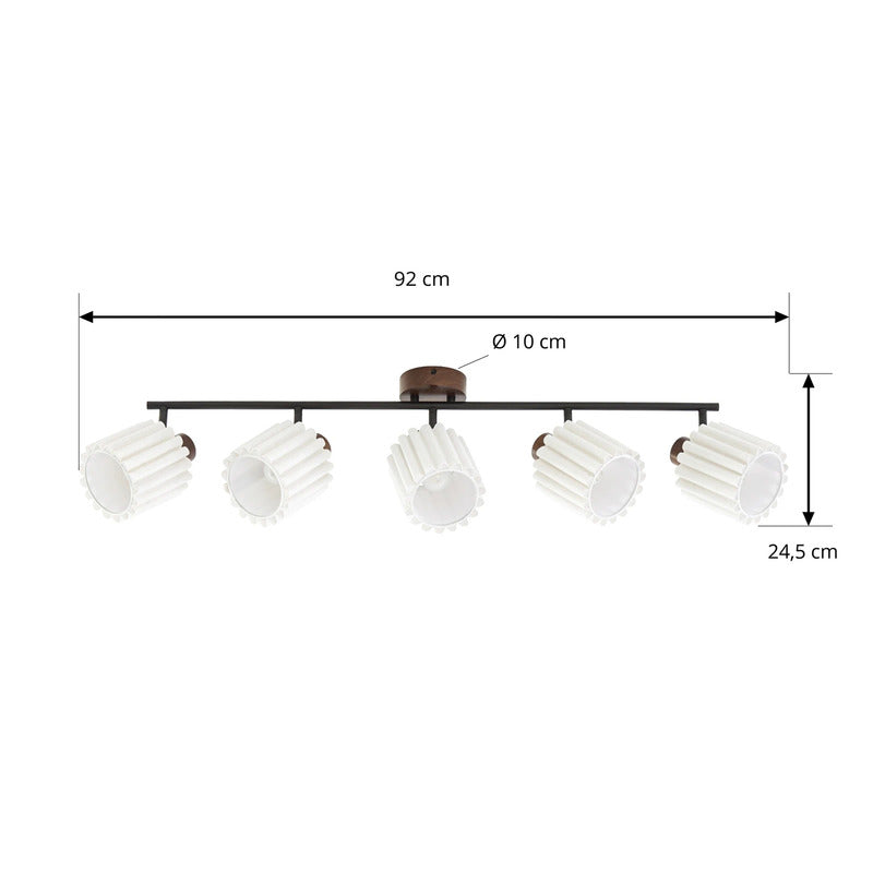 Lindby Deckenstrahler 5-flammig Shiloh LED Strahler Lampe Walnussholz beige 80cm - 4255830917066