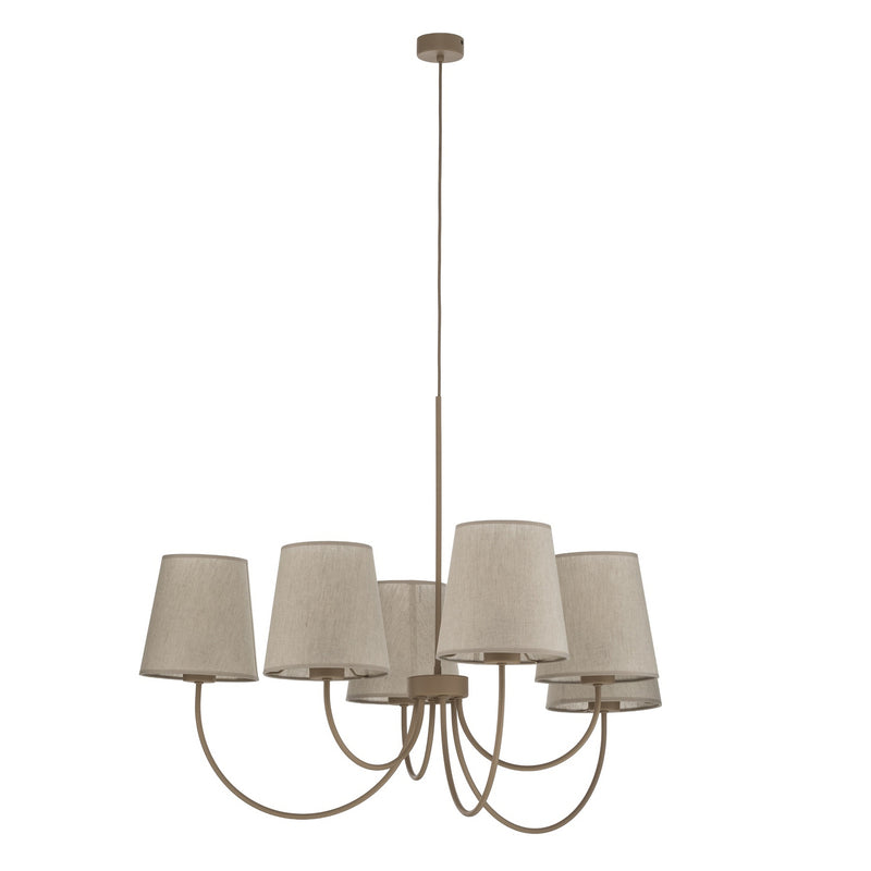 Kronleuchter Candi Hängeleuchte 6-flammig LED dimmbar beige/sand Ø85cm 110cm - 5906135110728