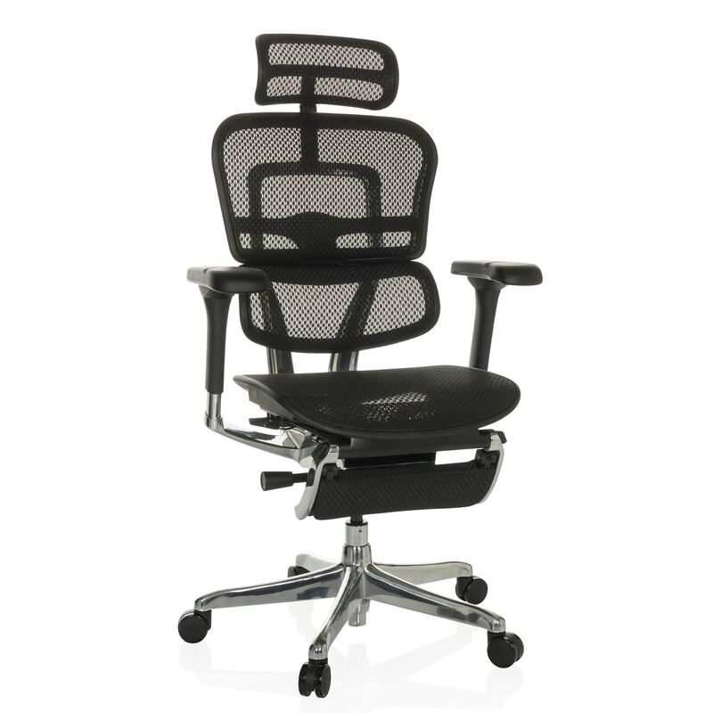 hjh OFFICE Bürostuhl Chefsessel ERGOHUMAN PLUS LEGPRO I schwarz mit Beinablage - 4064323035770