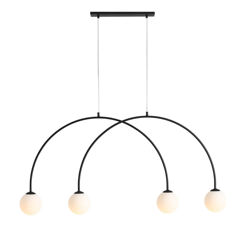 Hängelampe Alison, schwarz/weiß, 4-flammig, dimmbar, Pendelleuchte, 129cm - 5904798655396