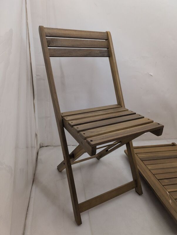 Balkonmöbel Set 3-teilig Akazienholz klappbar platzsparend Tisch Stuhl natur - 4260565529910