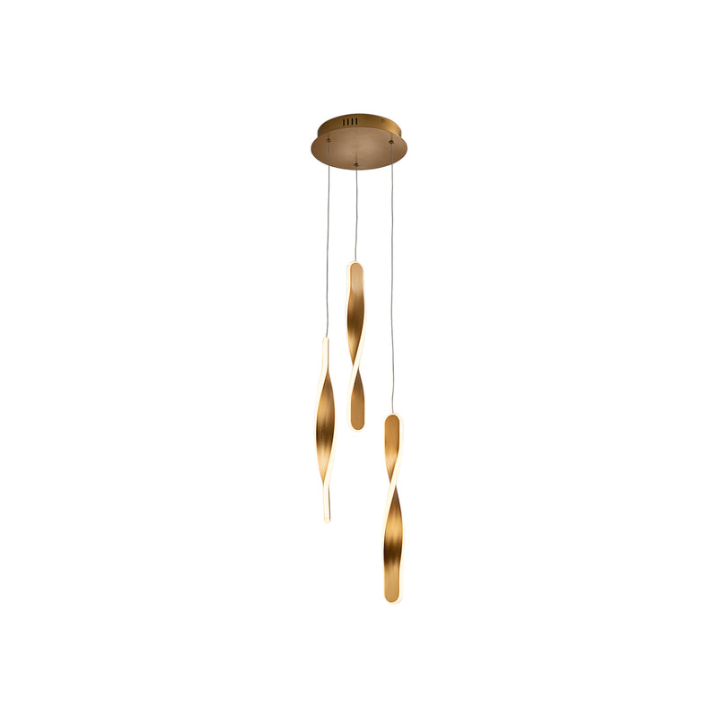 LED-Hängeleuchte Twist 3-fl. goldfarben Alu Metall Acryl dimmbar 41 cm Schuller - 8435435338862