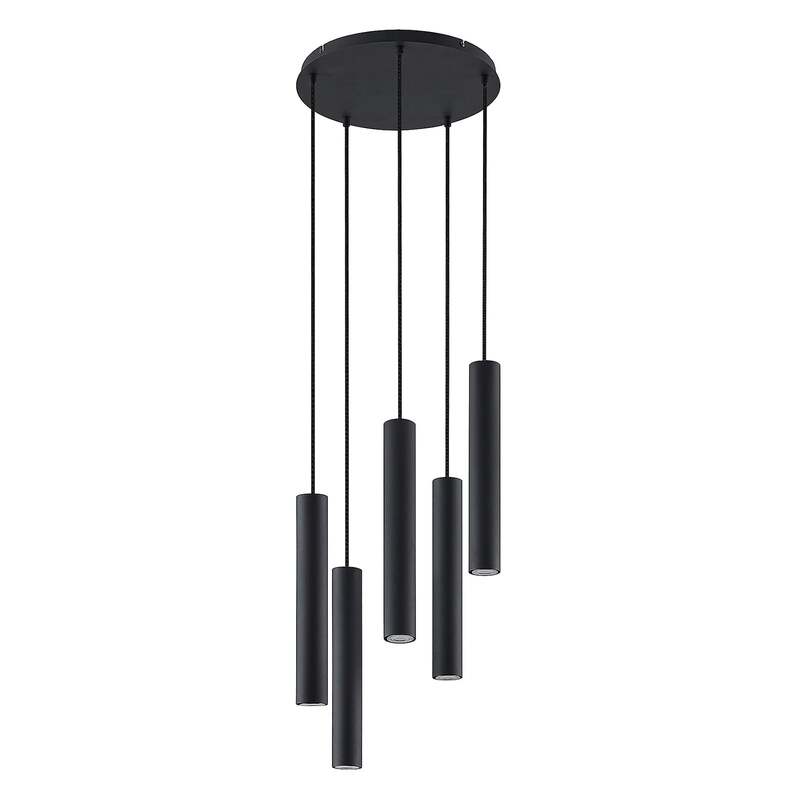 Lindby Hängeleuchte Sanad LED Pendelleuchte Lampe dimmbar schwarz 5-flg Ø40cm - 4251911703108