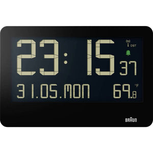 B-Ware Braun Wanduhr Funkuhr DCF77 digital schwarz 261x173mm mit Temperatursensor