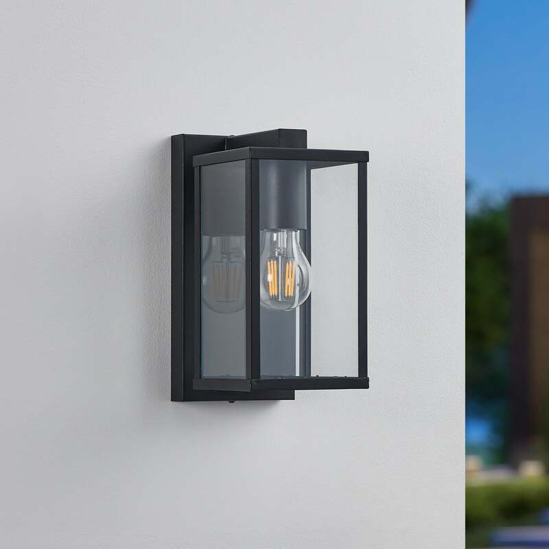 EGLO Außenwandleuchte Budrone schwarz klar Gartenleuchte Lampe dimmbar IP44 27cm - 9008606231607