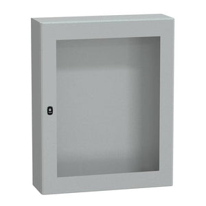 B-Ware Schneider Electric Schaltschrank Gehäuse Spacial S3D Sichttür Stahl Grau RAL7035
