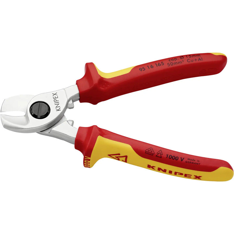 Knipex VDE Kabelschere 165 mm 95 16 165 für Kupfer- und Aluminiumkabel - 4003773039648